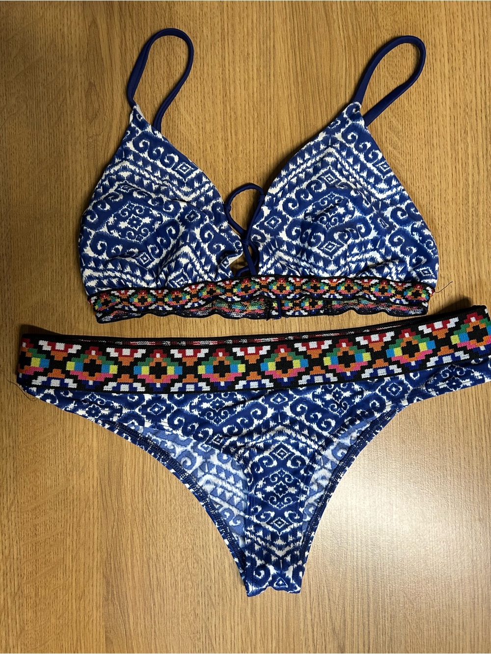Body Glove Blue Printed Two-Piece Bikini with Multicolor Waistband